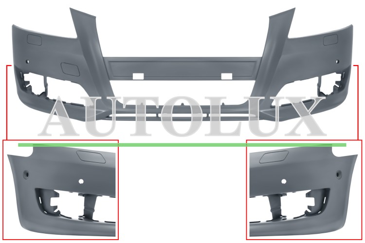 Parachoques audi a3 2008-2012 delantero / con lavafaros / con sensor / con park assist / imprimado.  Referencia OE:8P0807105KGRU