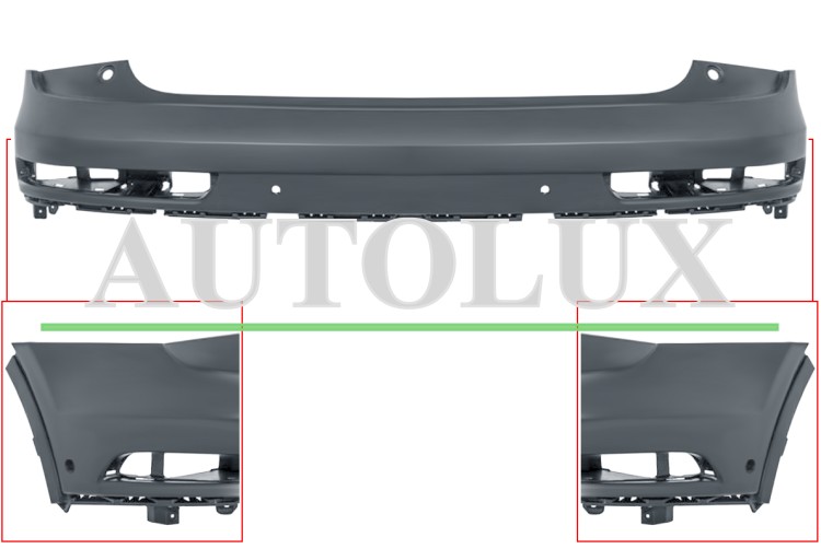 Parachoques audi q3 2015-2018 trasero / superior / con sensor / con park assist / imprimado.  Referencia OE:8U0807067GGRU
