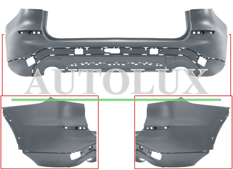 Parachoques bmw x3 g01 2017-2021 trasero / escape doble / modelo luxury / con moldura / imprimado.  Referencia OE:51127488218