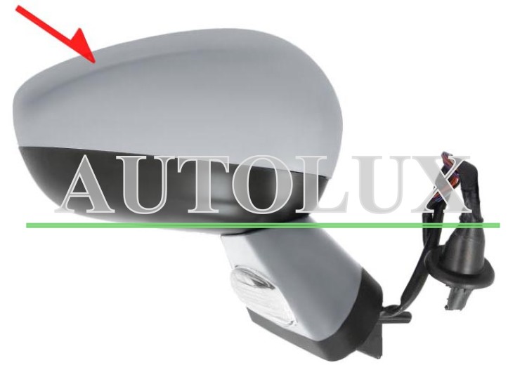 Espejo retrovisor citroen c4 2011-2018 electrico / base imprimada / termico / luz cortesia / abatible electricamente / memoria / side assist / con sonda / carcasa imprimada / derecho.  Referencia OE:1608534380
