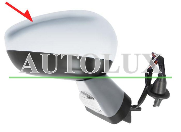 Espejo retrovisor citroen c4 2011-2018 electrico / base imprimada / termico / luz cortesia / abatible electricamente / memoria / side assist / con sonda / carcasa cromada / derecho.  Referencia OE:1608534380