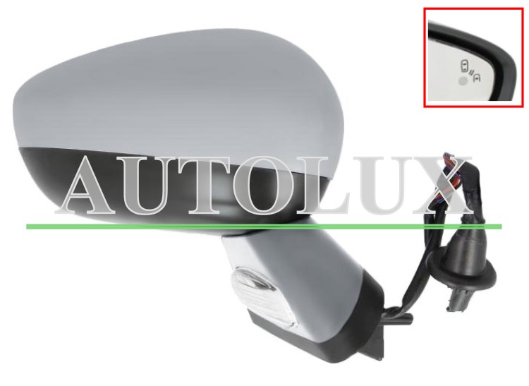 Espejo retrovisor citroen ds4 2011-2011 electrico / base imprimada / termico / luz cortesia / abatible electricamente / memoria / side assist / con sonda / carcasa imprimada / derecho.  Referencia OE:1607031480