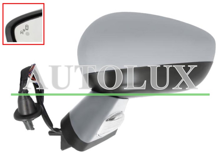Espejo retrovisor citroen ds4 2011-2011 electrico / base imprimada / termico / luz cortesia / abatible electricamente / memoria / side assist / carcasa imprimada / izquierdo.  Referencia OE:1607032080