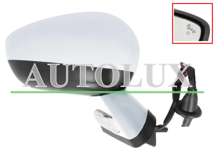 Espejo retrovisor citroen ds4 2011-2011 electrico / base cromada / termico / luz cortesia / abatible electricamente / memoria / side assist / con sonda / carcasa cromada / derecho.  Referencia OE:1607031480