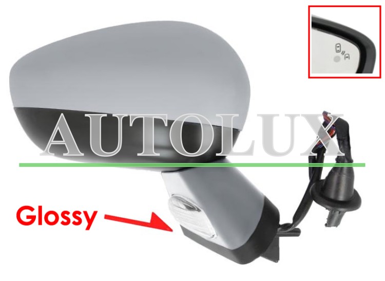 Espejo retrovisor citroen ds4 2011-2011 negro glossy / electrico / base imprimada / termico / luz cortesia / abatible electricamente / memoria / side assist / con sonda / carcasa imprimada / derecho.  Referencia OE:1607031580