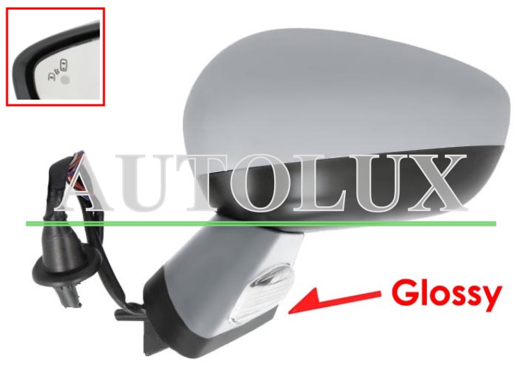 Espejo retrovisor citroen ds4 2011-2011 negro glossy / electrico / base imprimada / termico / luz cortesia / abatible electricamente / memoria / side assist / carcasa imprimada / izquierdo.  Referencia OE:1607032180