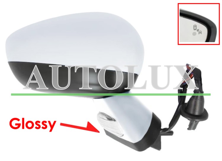 Espejo retrovisor citroen ds4 2011-2011 negro glossy / electrico / base cromada / termico / luz cortesia / abatible electricamente / memoria / side assist / con sonda / carcasa cromada / derecho.  Referencia OE:1607031580