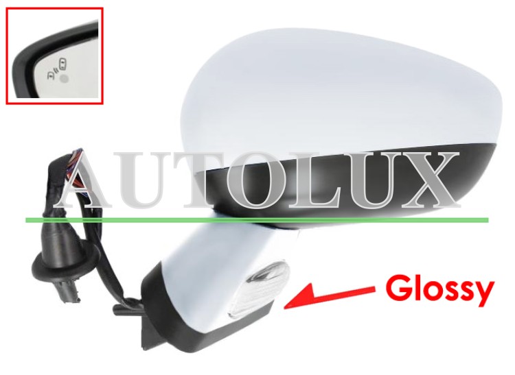Espejo retrovisor citroen ds4 2011-2011 negro glossy / electrico / base cromada / termico / luz cortesia / abatible electricamente / memoria / side assist / carcasa cromada / izquierdo.  Referencia OE:1607032180