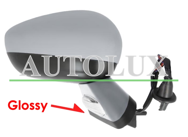 Espejo retrovisor citroen ds4 2011-2015 negro glossy / electrico / base imprimada / termico / luz cortesia / abatible electricamente / memoria / sonda / carcasa imprimada / derecho.  Referencia OE:1607031380