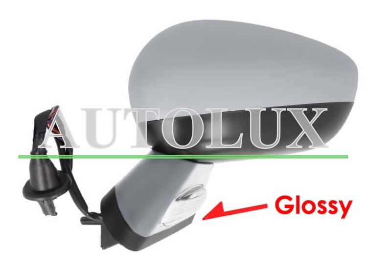 Espejo retrovisor citroen ds4 2011-2015 negro glossy / electrico / base imprimada / termico / luz cortesia / abatible electricamente / memoria / carcasa imprimada / izquierdo.  Referencia OE:1607031980