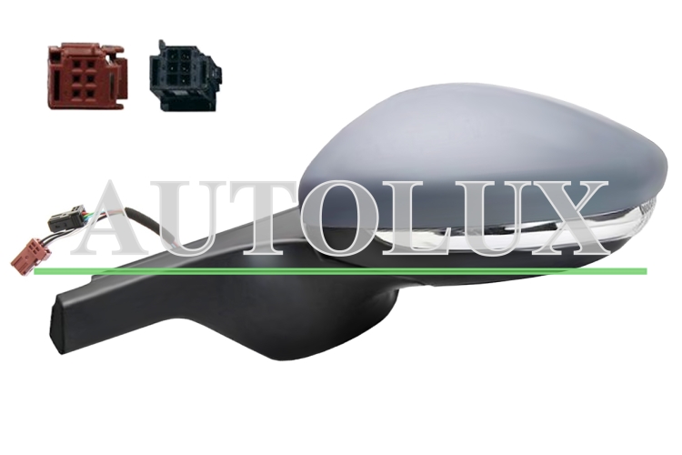 Espejo retrovisor citroen c3 2016-2018 conector rojo/negro / electrico / termico / piloto intermitente / side assist / imprimado / izquierdo.  Referencia OE:1607512980