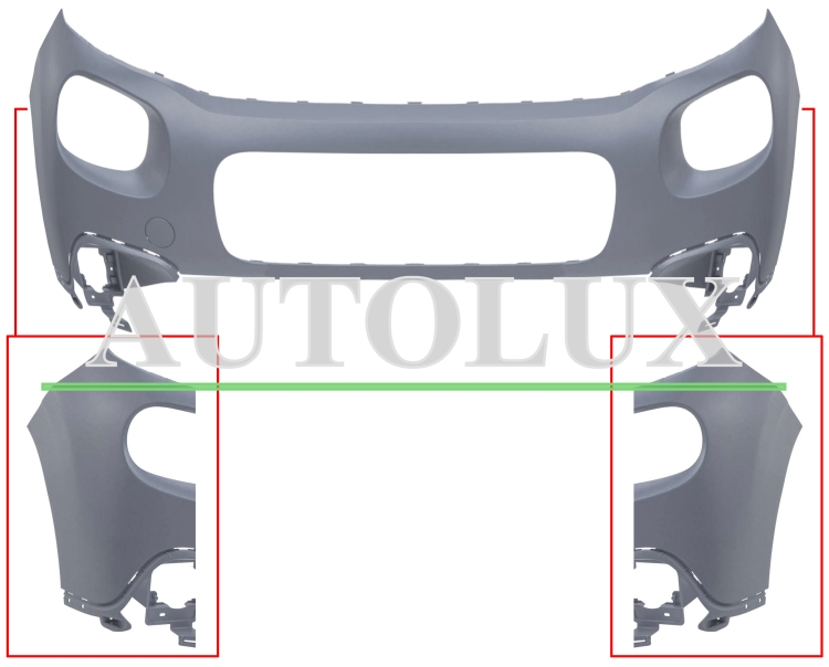 Parachoques citroen c3 2016-2020 delantero / superior / imprimado.  Referencia OE:1618082580