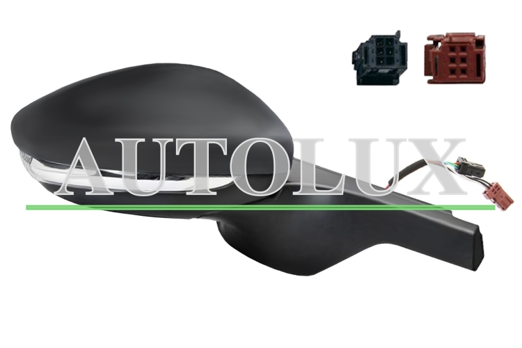 Espejo retrovisor citroen c3 2016-2018 conector rojo/negro / electrico / termico / piloto intermitente / side assist / sonda / derecho.  Referencia OE:16075128XT