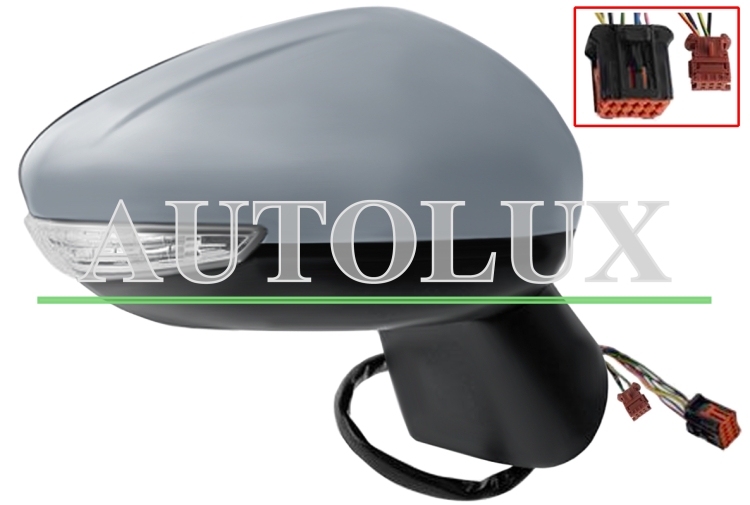 Espejo retrovisor citroen c3 aircross 2017-2020 electrico / termico / piloto intermitente / luz cortesia / abatible electricamente / sonda / imprimado / derecho.  Referencia OE:98179849XT