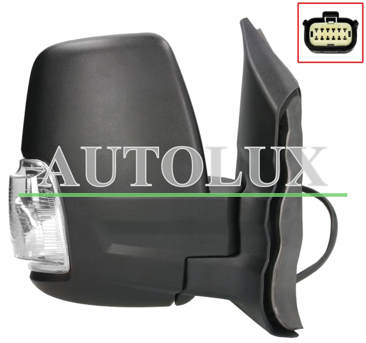 Espejo retrovisor ford transit 2019-> brazo corto / electrico / termico / piloto intermitente blanco wy16w / derecho.  Referencia OE:2365933