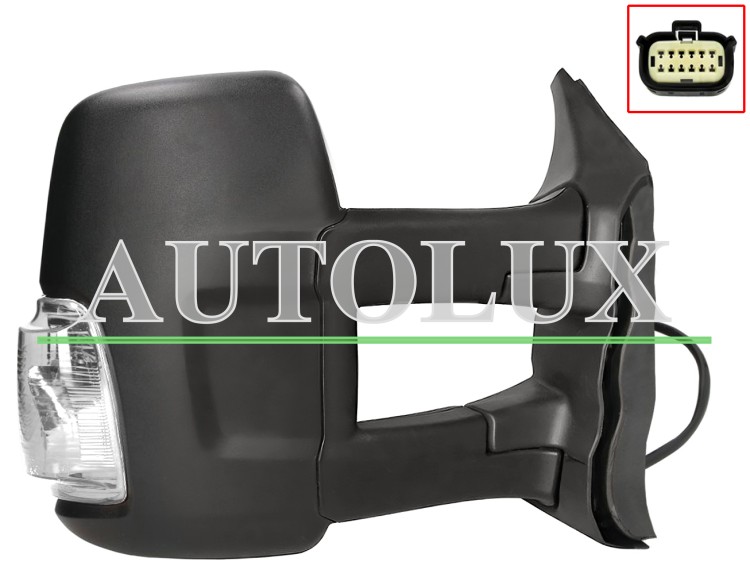 Espejo retrovisor ford transit 2019-> brazo largo / electrico / termico / piloto intermitente blanco wy16w / derecho.  Referencia OE:2365929