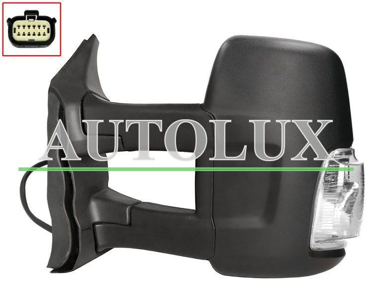 Espejo retrovisor ford transit 2019-> brazo largo / electrico / termico / piloto intermitente blanco wy16w / izquierdo.  Referencia OE:2366812