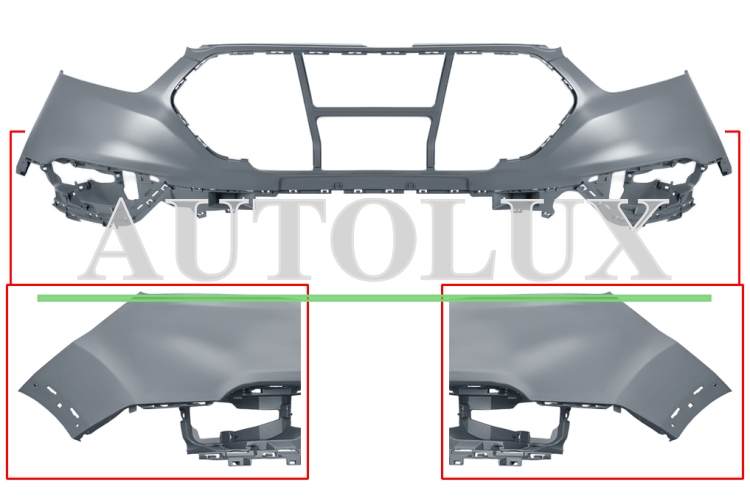 Parachoques ford transit custom 2018-2023 delantero / superior / con agujeros moldura aleta / imprimado.  Referencia OE:2322008