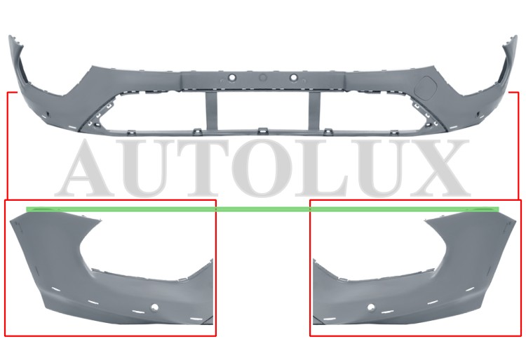 Parachoques ford tourneo custom 2018-2023 delantero / inferior / con sensor / con agujeros moldura aleta / imprimado.  Referencia OE:2322594