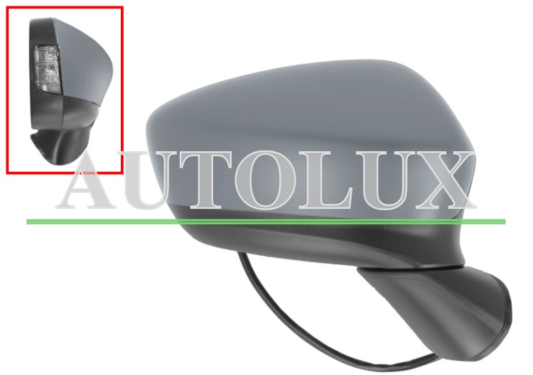 Espejo retrovisor mazda cx-5 2012-2015 electrico / termico / piloto intermitente / abatible electricamente / imprimado / derecho.  Referencia OE:KD5369121E