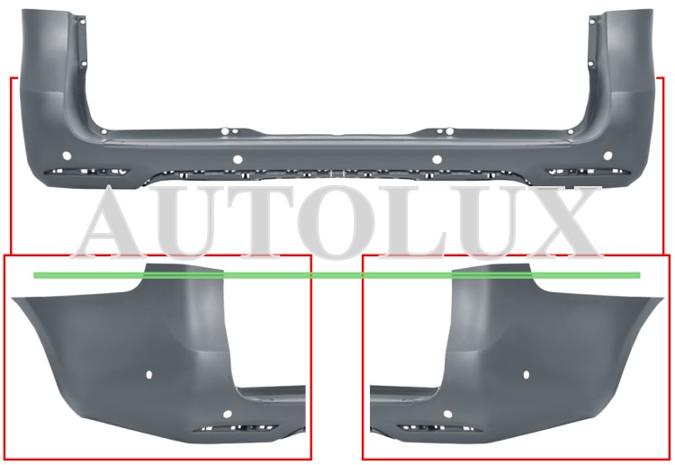 Parachoques mercedes clase v w447 2014-2020 trasero / chasis largo / modelo amg line / con 6 sensor / con park assist / imprimado.  Referencia OE:A44788545009999