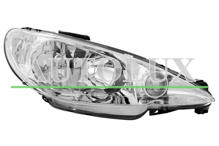 Faro delantero peugeot 206 1998-2008 optica doble / lampara h7+h7 / derecho.  Referencia OE:6205S9