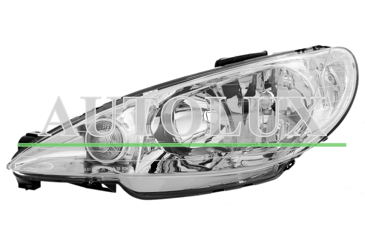 Faro delantero peugeot 206 1998-2008 optica doble / lampara h7+h7 / izquierdo.  Referencia OE:6204S9