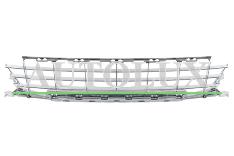 Rejilla peugeot 207 2007-2009 parachoques delantero / modelo sport / inferior / molduras cromadas / central.  Referencia OE:7414QG