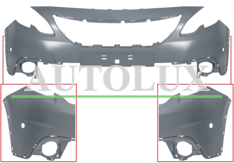Parachoques peugeot 2008 2016-2019 delantero / superior / con agujeros moldura / con sensor / imprimado.  Referencia OE:1617019880