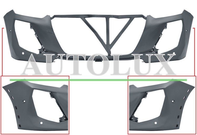 Parachoques peugeot 208 2023-> delantero / modelo gt line / con agujeros moldura / con 4 sensor / imprimado.  Referencia OE:169233171T