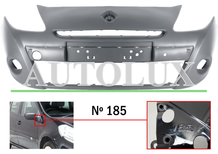 Parachoques renault clio 2009-2013 delantero / modelo 185 / imprimado.  Referencia OE:620224634R