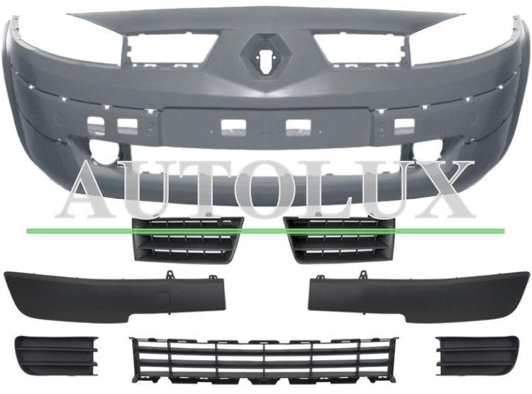 Parachoques renault megane 2002-2006 delantero / con molduras + rejillas / imprimado.  Referencia OE:7701477668