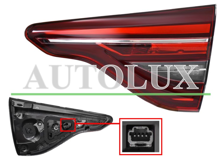 Piloto trasero mitsubishi colt 2023-> interior / conector 4 pins / derecho.  Referencia OE:265503304R