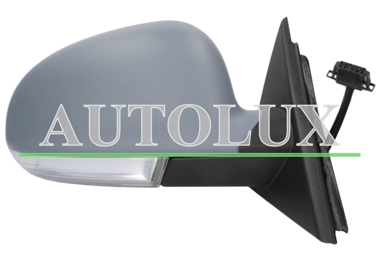 Espejo retrovisor skoda superb 2006-2008 electrico / termico / piloto intermitente / luz cortesia / imprimado / derecho.  Referencia OE:1K0949102