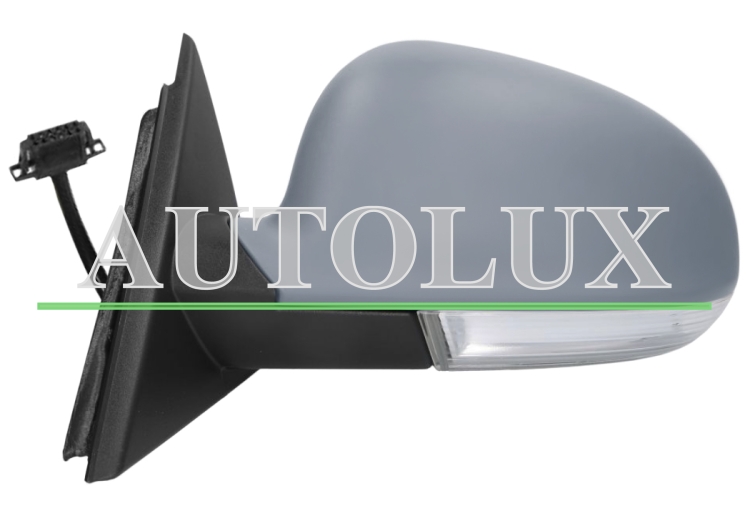 Espejo retrovisor skoda superb 2006-2008 electrico / termico / piloto intermitente / luz cortesia / abatible electricamente / imprimado / izquierdo.  Referencia OE:1K0857521