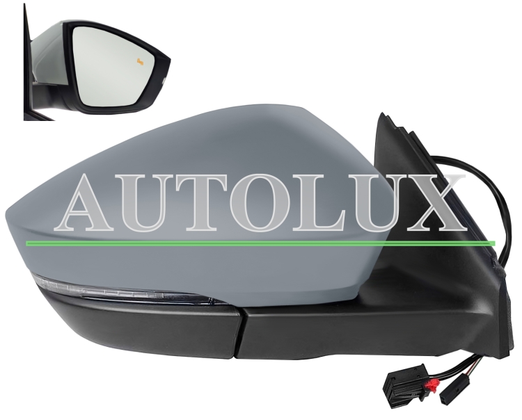 Espejo retrovisor skoda karoq 2017-2019 electrico / termico / piloto intermitente / luz cortesia / abatible electricamente / side assist / imprimado / derecho.  Referencia OE:57B857508H9B9