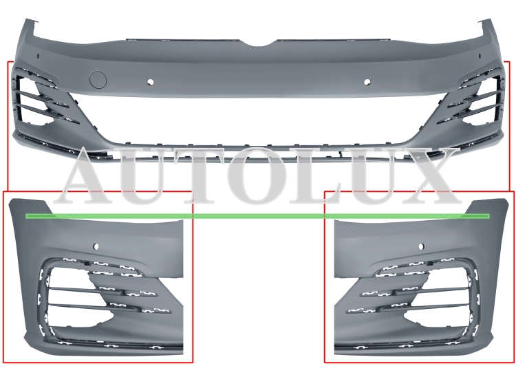 Parachoques volkswagen golf vii 2017-2020 delantero / modelo gti / gtd / con 4 sensor / imprimado