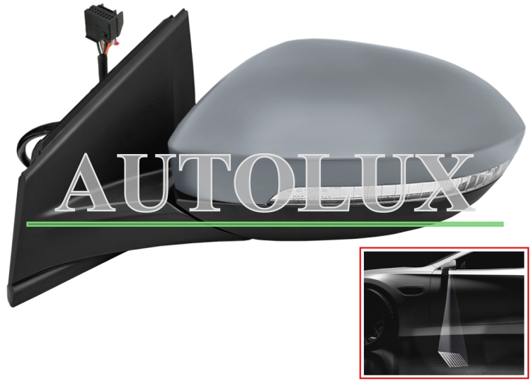 Espejo retrovisor volkswagen taigo 2021-> electrico / termico / piloto intermitente / luz cortesia / abatible electricamente / side assist / imprimado / izquierdo.  Referencia OE:2G7857521