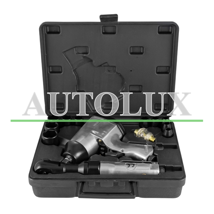 Estuche herramientas neumáticas con pistola y carraca impacto 16 piezas. Referencia JBM: 52156.