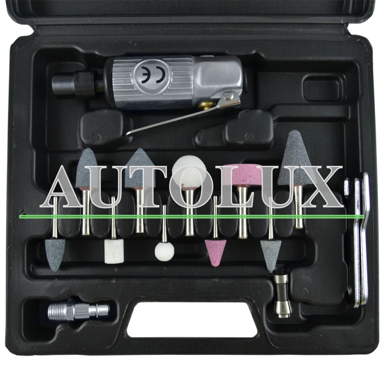 Estuche con amoladora neumática 16 piezas. Referencia JBM: 52157.