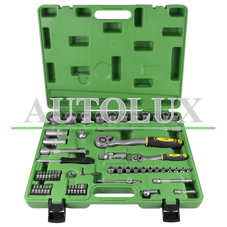 Estuche de herramientas con vasos spline 60 piezas - cincado. Referencia JBM: 52722.