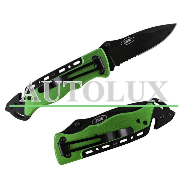 Navaja con sistema corta cinturones y rompe cristales. Referencia JBM: 52786.