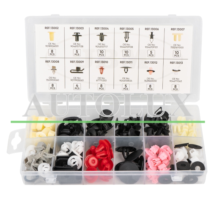 Estuche de clips plasticos toyota / lexus 89 clips. Referencia JBM: 52886.