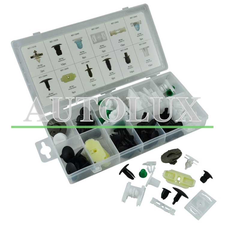 Estuche de clips plasticos volkswagen / seat / skoda 85 clips. Referencia JBM: 52889.