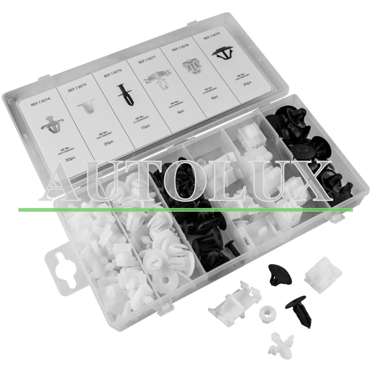 Estuche de clips plasticos mercedes-benz 95 clips. Referencia JBM: 52893.