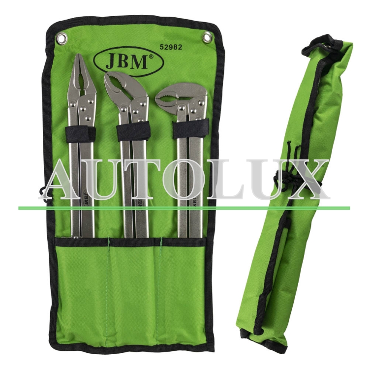 Set alicates de mordaza extralargas 3 piezas. Referencia JBM: 52982.