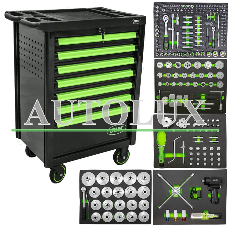 Carro de herramientas 7 cajones- especial mantenimiento vehículo -verde. Referencia JBM: 53514.
