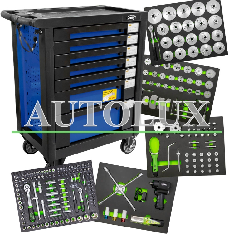 Carro de herramientas 7 cajones- especial mantenimiento vehículo - azul. Referencia JBM: 53557.