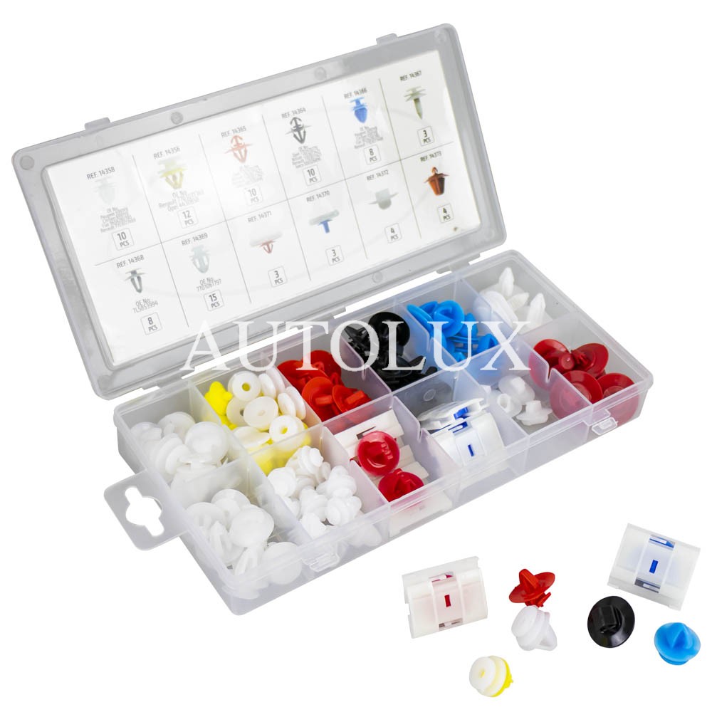 Estuche de clips plásticos renault / dacia para moldura 90 clips. Referencia JBM: 53711.