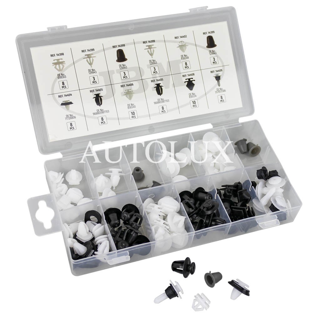 Estuche de clips plásticos citroen / peugeot para moldura 80 clips Estuche de clips plásticos citroen / peugeot para moldura 80 clips. Referencia JBM: 53714.